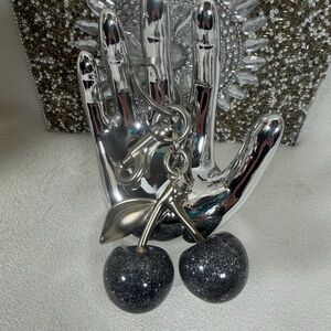Sparkling Gray/Black Cherry Keychain/Bag Charm